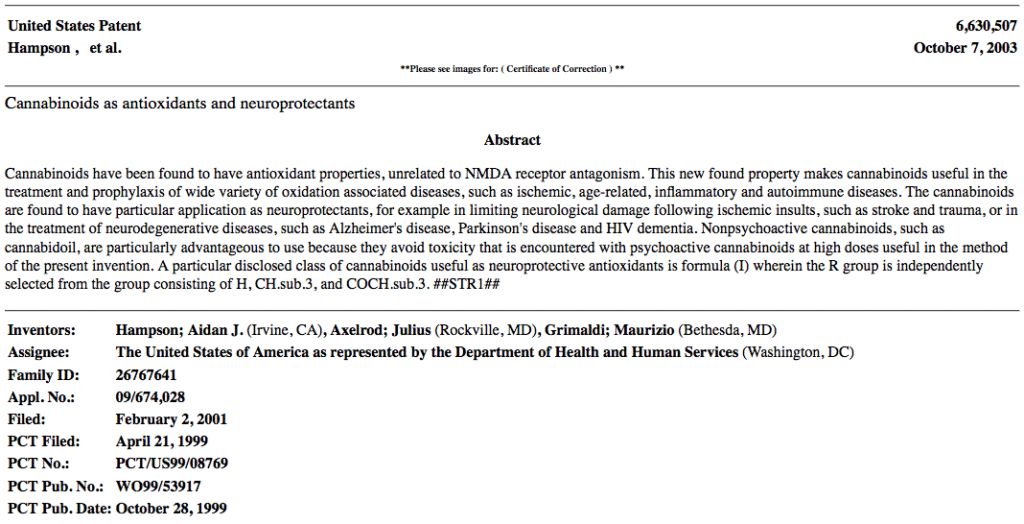 Cannabinoids patent